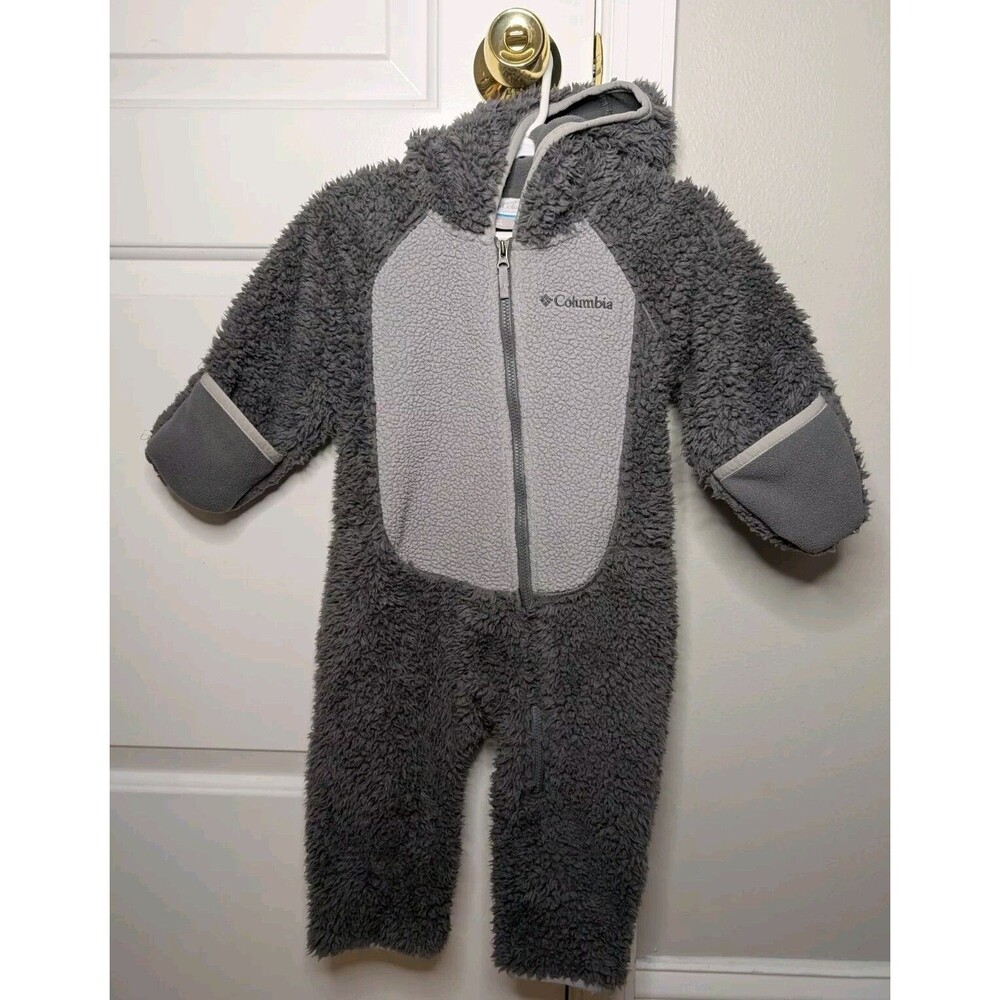 Columbia Gray Grey Color Sherpa Baby Outerwear Coveralls Warmth Size 6-12 Months